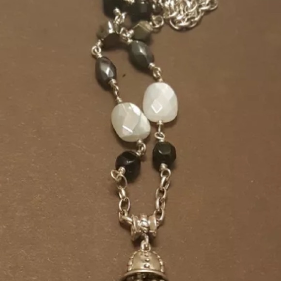 Silpada Vintage Sterling Silver 36" Onyx Quartz Bronzite Tassel Necklace - Picture 9 of 9